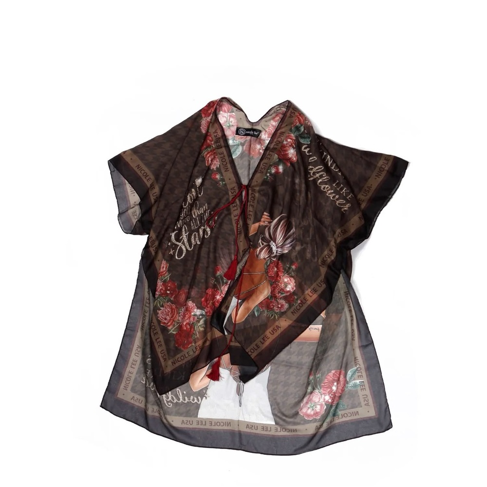 Nicole Lee Sheer Kimono with Floral Design